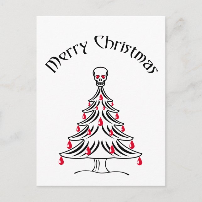 Carte Postale sapin de Noël avec crâne (Devant)