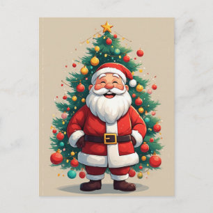 Carte Postale Sapin de Noël de Santa Classique Fêtes