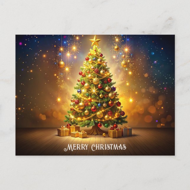 Carte Postale Sapin de Noël décoré (Devant)