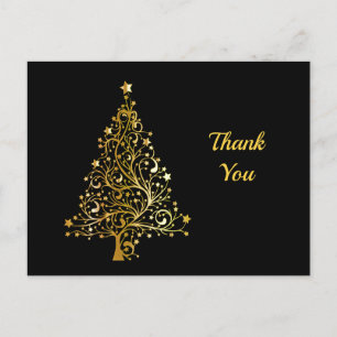 Carte Postale Sapin de Noël doré Merci