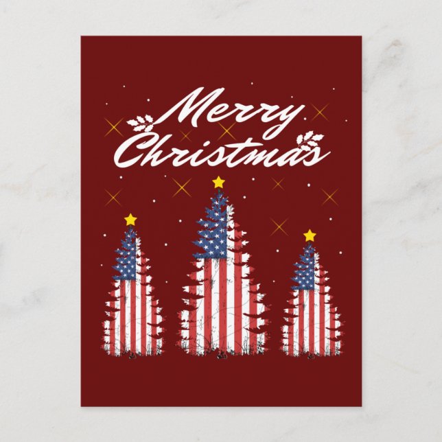Carte Postale Sapin de Noël Drapeau Américain  (Devant)