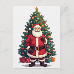 Carte Postale Sapin de Noël du Père Noël Cadeau de Fêtes