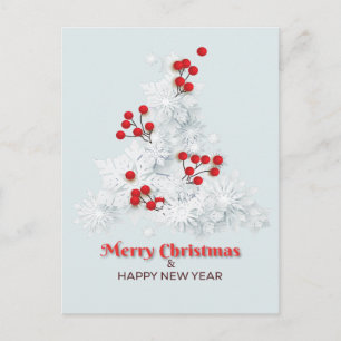 Carte Postale Sapin de Noël en flocon de neige