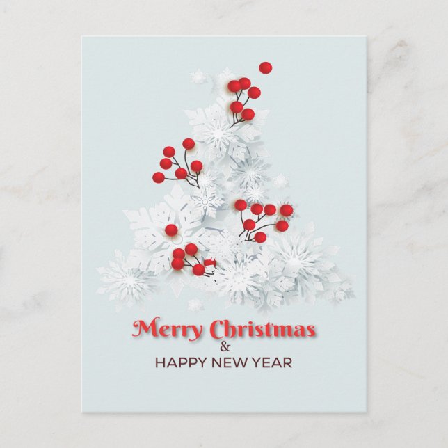 Carte Postale Sapin de Noël en flocon de neige (Devant)