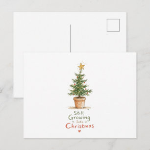 Carte Postale Sapin de Noël en pot à l'aquarelle