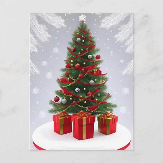 Carte Postale 🎄 Sapin de Noël enneigé Brille ❄️ Festif  (Devant)