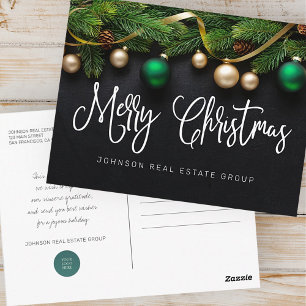 Carte Postale Sapin de Noël et Boules Joyeux Noël