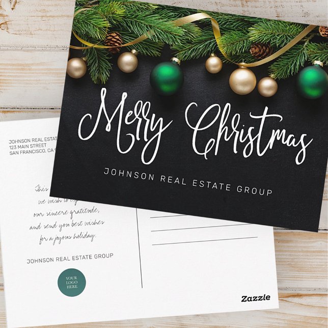 Carte Postale Sapin de Noël et Boules Joyeux Noël (Créateur téléchargé)