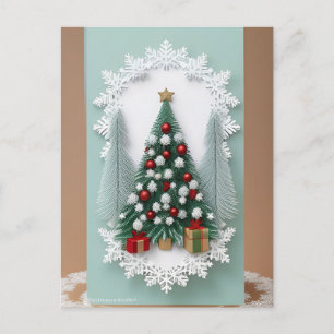 Carte Postale Sapin de Noël festif avec ornements