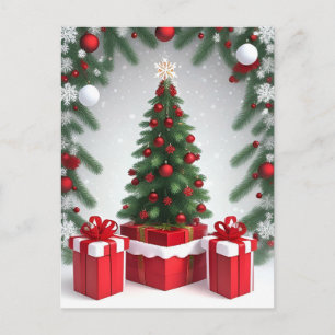 Carte Postale Sapin de Noël festif avec ornements