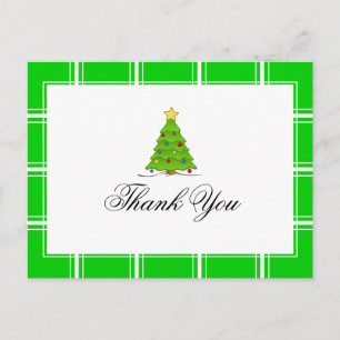 Carte Postale Sapin de Noël Merci Vert