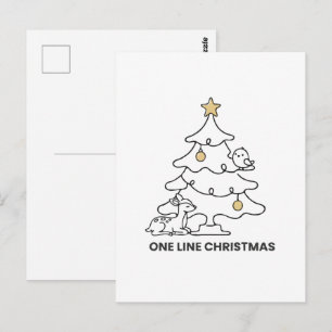 Carte Postale Sapin de Noël minimaliste à une ligne