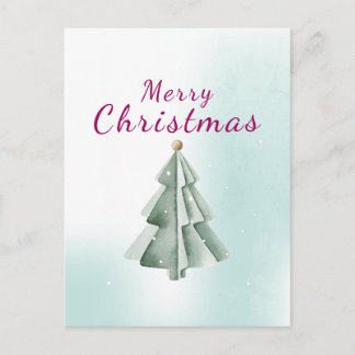 Carte Postale Sapin de Noël minimaliste vert sauge aquarelle