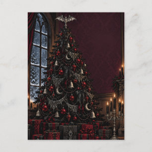 Carte Postale Sapin de Noël noir victorien gothique avec chauve-
