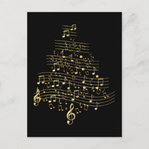 Carte Postale Sapin de Noël Note de Musique Musicien Mère Cadeau