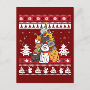 Carte Postale Sapin de Noël pour Chat