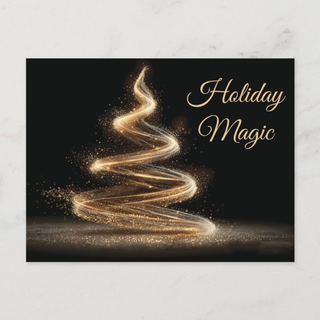 Carte Postale Sapin de Noël Spirale Doré Élégant (Devant)