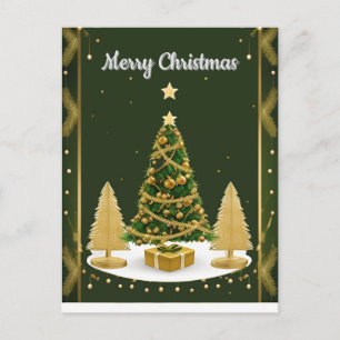 Carte Postale Sapin de Noël vert Élégant style de fête