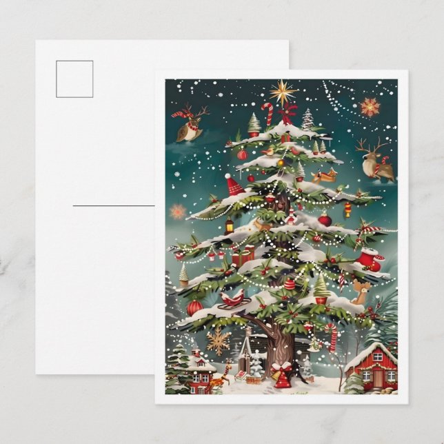 Carte Postale Sapin de Noël vintage (Devant / Derrière)