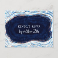 Sapphire Blue Geode Slice Mariage Repas Choix RSVP