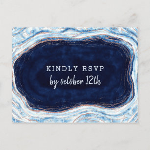 Carte Postale Sapphire Blue Geode Slice Mariage Repas Choix RSVP