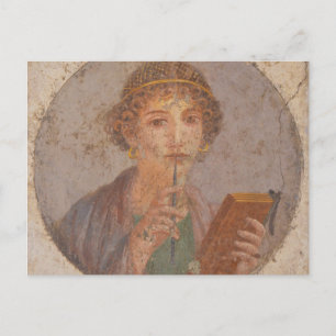 Carte Postale Sappho tenant des instruments d'écriture par fresq