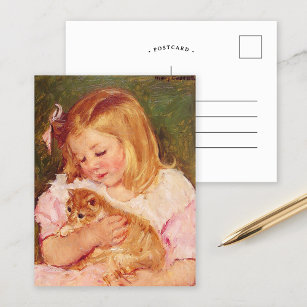 Carte Postale Sara tient un chat   Mary Cassatt