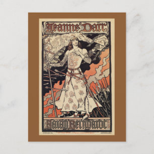 Carte Postale Sarah Bernhardt comme Jeanne d'Arc Théâtre vintage