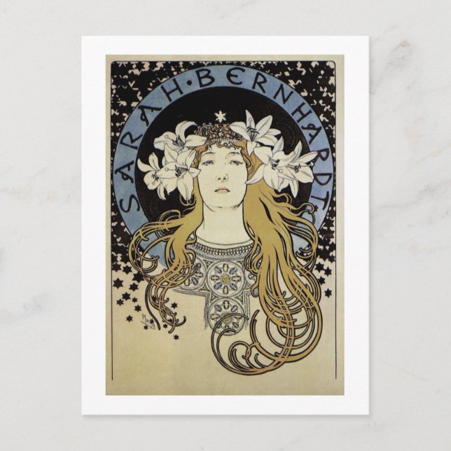 Carte Postale Sarah Bernhardt par Alphonse Mucha (Devant)