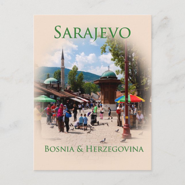 Carte Postale Sarajevo : Carré de pigeons dans le vieux bazar (Devant)