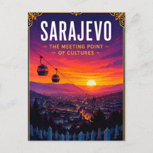 Carte Postale 🌅 Sarajevo Coucher de soleil Skyline Souvenir de