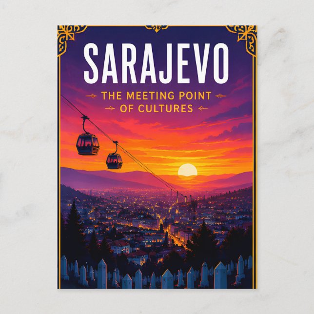 Carte Postale 🌅 Sarajevo Coucher de soleil Skyline Souvenir de  (Devant)