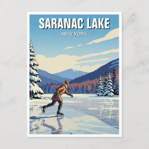Carte Postale Saranac Lake New York Ice Sking Travel