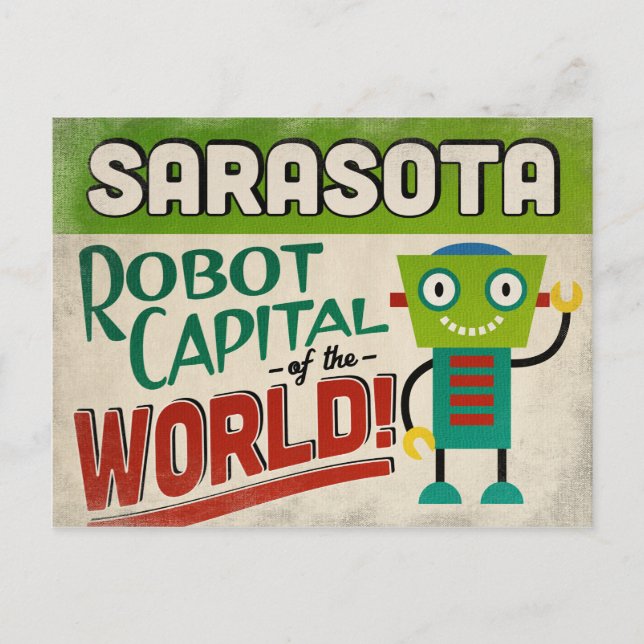 Carte Postale Sarasota Florida Robot - Vintage amusant (Devant)