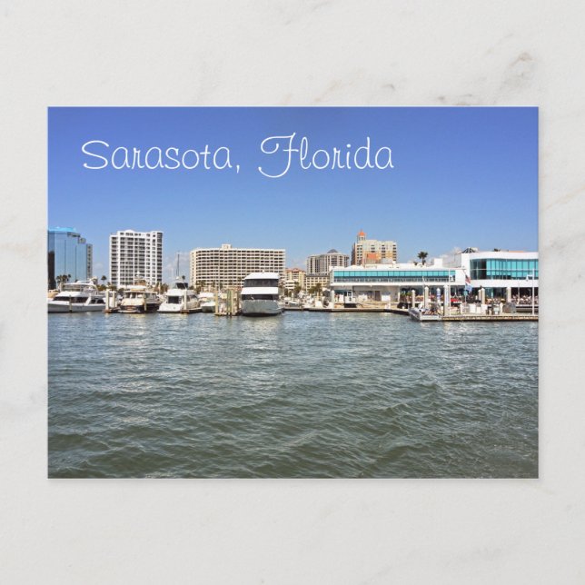 Carte Postale Sarasota, Floride skyline de la baie. (Devant)