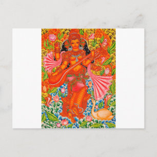 CARTE POSTALE SARASWATI HINDU GODDESS OF LEARNING TANJORE