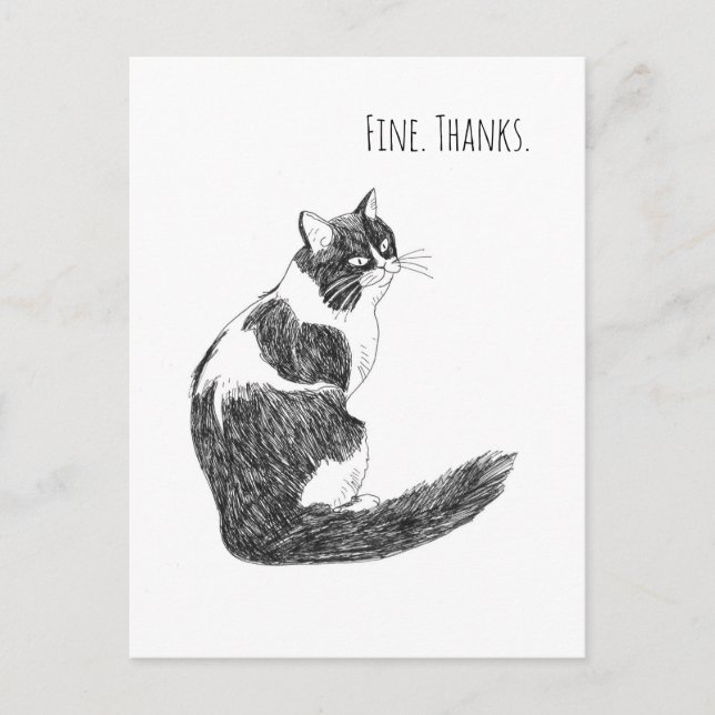 Carte Postale Sarcastic Cat Mood – Fine. Thanks. Art (Devant)