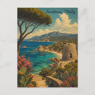 Carte Postale Sardaigne Italie Minimal Classique Voyage Vintage