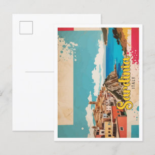 Carte Postale Sardaigne Italie Pop Art Voyage Illustration