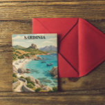 Carte Postale Sardaigne Italie Vintage Paysage Méditerranéen<br><div class="desc">Ceci est une superbe illustration de la Sardaigne Italie sur une carte postale représentant le paysage de plage méditerranéen de cette destination de voyage italienne dans la mer Méditerranée. Ce produit est une excellente idée de souvenir de voyage et de cadeau personnalisable pour chaque touriste et visiteur de cette célèbre...</div>