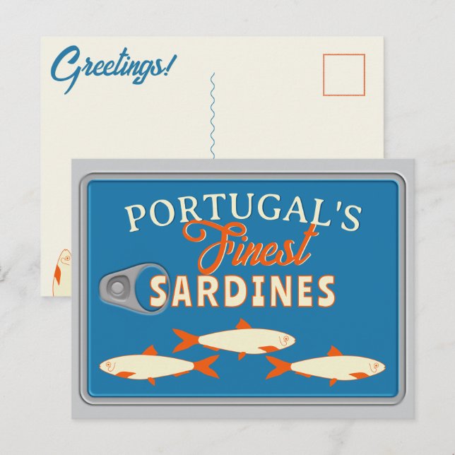 Carte Postale Sardines Greetings Custom Portugal Tinned Fish (Devant / Derrière)