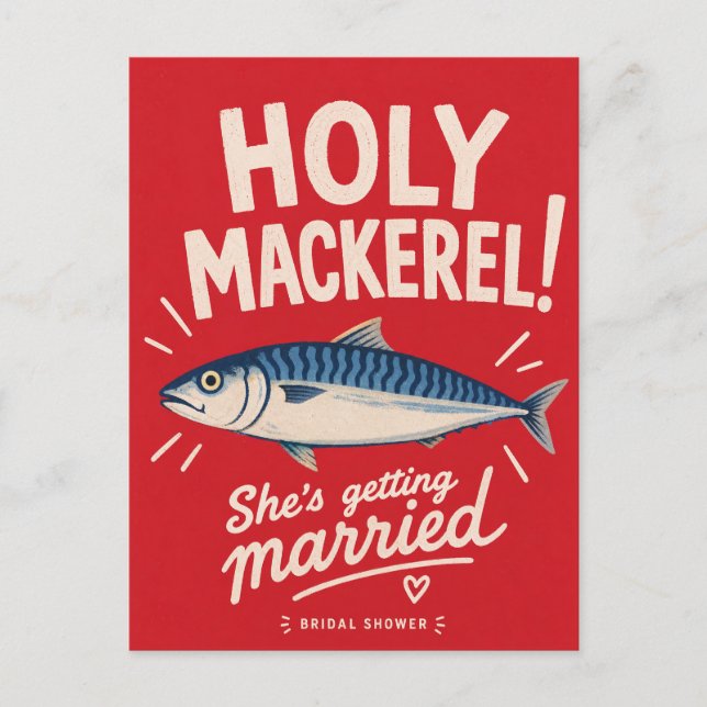 Carte Postale Sardines maquereaux de douche de mariée côtière Pl (Devant)