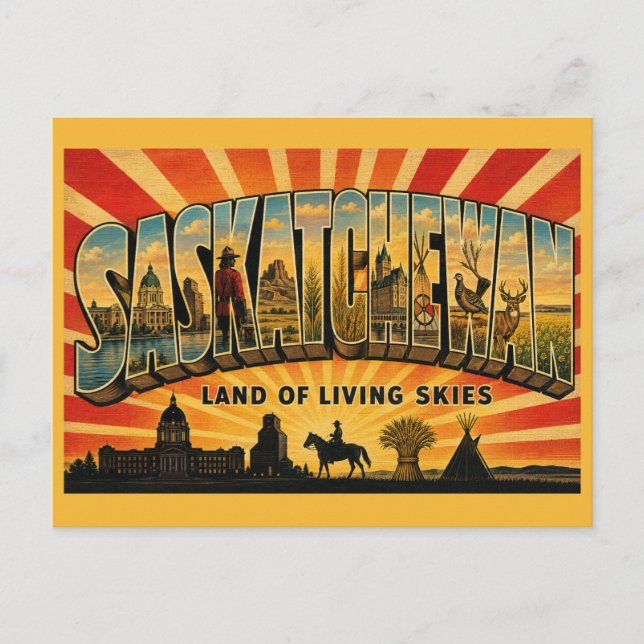 Carte Postale Saskatchewan Canada Terre de Cieux Vivants (Devant)