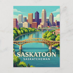 Carte Postale Saskatoon Saskatchewan Prairie Skyline 🌿
