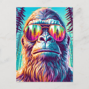 Carte Postale Sasquatch cool avec lunettes de soleil dans les Bo