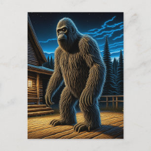 Carte Postale Sasquatch devant le Cabine en bois