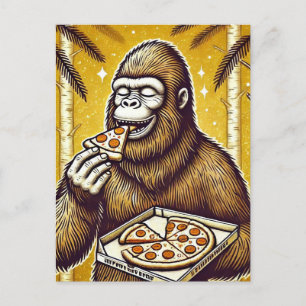 Carte Postale Sasquatch et la pizza