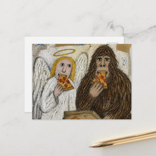 Carte Postale Sasquatch et la pizza mangeuse d'ange