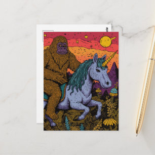 Carte postale Sasquatch et licorne