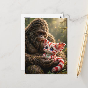Carte Postale Sasquatch et un mignon petit animal mythique